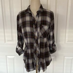 Plaid Flannel Button Up Top